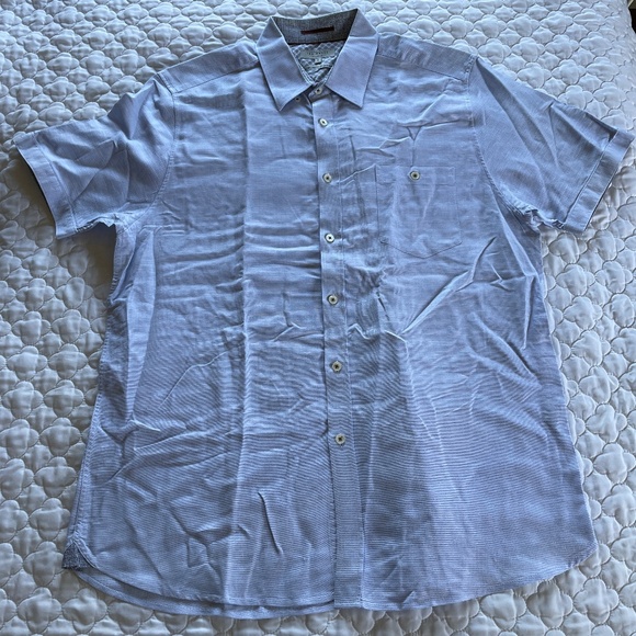 Ted Baker London Light Blue Short Sleeve Button Down Size 6 (XXL) - Picture 1 of 6